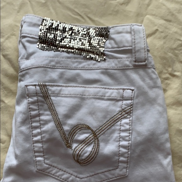 BEBE WHITE  CORDUROY   STRECH FLARE PANTS - Picture 5 of 6